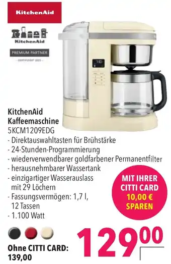 CITTI Markt KitchenAid Kaffeemaschine 5KCM1209EDG Angebot