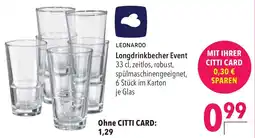 CITTI Markt LEONARDO Longdrinkbecher Event Angebot