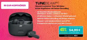 CITTI Markt JBL TUNEBEAMNO Wasserresistentr True Wireless- In-Ear-Kopfhörer mit Noise-Cancelling Angebot