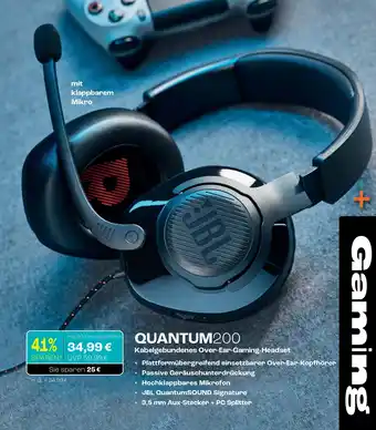 CITTI Markt JBL QUANTUM200 Kabelgebundenes Over-Ear-Gaming-Headset Angebot