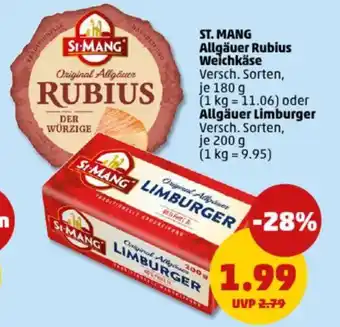 PENNY ST. MANG Allgäuer Rubius Weichkäse oder Allgäuer Limburger Angebot