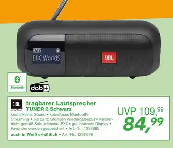 EP Jbl tragbarer lautsprecher tuner 2 schwarz Angebot