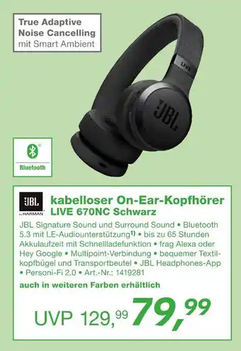 EP Jbl kabelloser on-ear-kopfhörer live 670nc schwarz Angebot