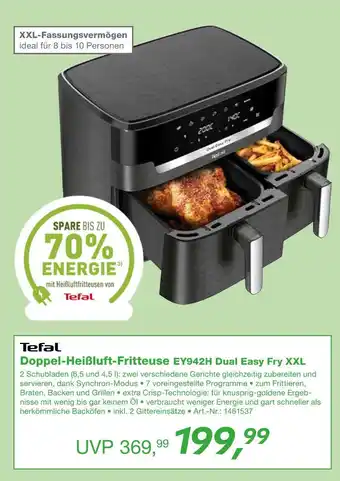 EP Tefal doppel-heißluft-fritteuse ey942h dual easy fry xxl Angebot