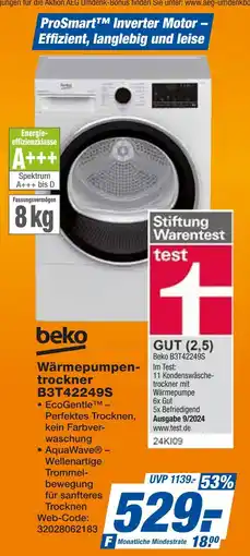 Expert Beko wärmepumpentrockner b3t42249s Angebot