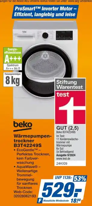 Expert Beko wärmepumpentrockner b3t42249s Angebot