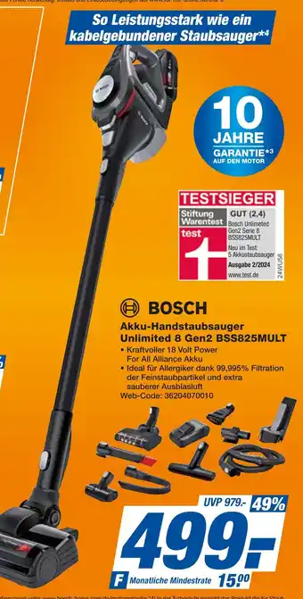 Expert Bosch akku-handstaubsauger unlimited 8 gen2 bss825mult Angebot