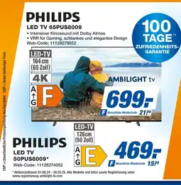 Expert Philips led tv 65pus8009 oder led tv 50pus8009 Angebot