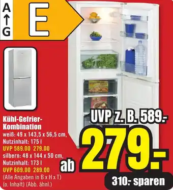 B1 Discount Baumarkt Kühl-Gefrier Kombination Angebot