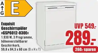 B1 Discount Baumarkt Exquisit Geschirrspüler GSP6012-030E Angebot