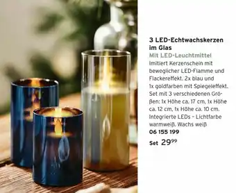 Tchibo 3 LED Echtwachskerzen im Glas Angebot