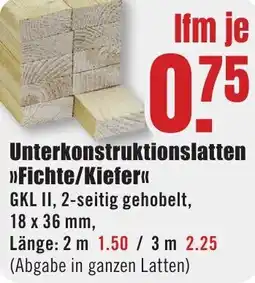 B1 Discount Baumarkt Unterkonstruktionslatten Fichte/Kiefer Angebot