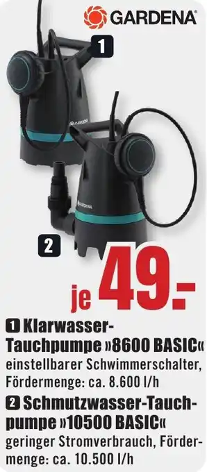 B1 Discount Baumarkt GARDENA Klarwasser Tauchpumpe 8600 BASIC Angebot