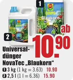 B1 Discount Baumarkt COMPO Universaldünger NovaTec Blaukorn Angebot