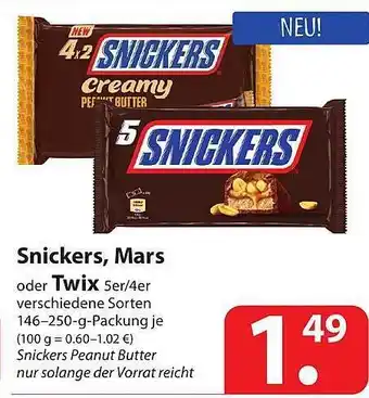 Famila Nord Ost Snickers, Mars Oder Twix 146-250g Angebot