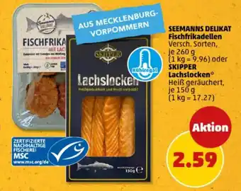 PENNY SEEMANNS DELIKAT Fischfrikadellen oder SKIPPER Lachslocken Angebot