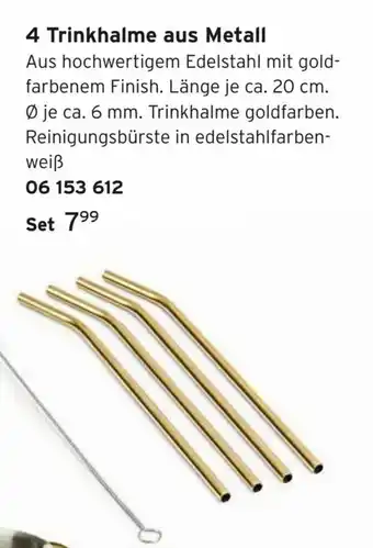 Tchibo 4 Trinkhalme aus Metall Angebot