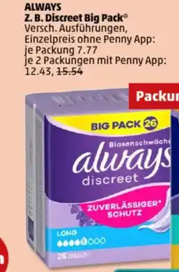 PENNY ALWAYS Z. B. Discreet Big Pack Angebot