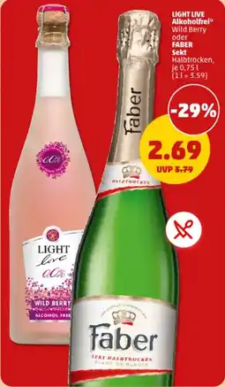 PENNY LIGHT LIVE Alkoholfrei oder FABER Sekt Angebot