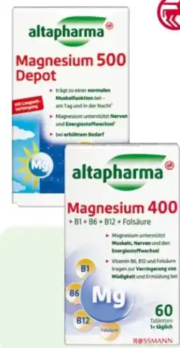 Rossmann Altapharma Magnesium 400 + B1, B6, B12 und Folsäure Angebot