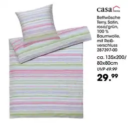 Möbel Martin casa NOVA Bettwäsche Terry, Satin, rosa/grün, 100% Angebot