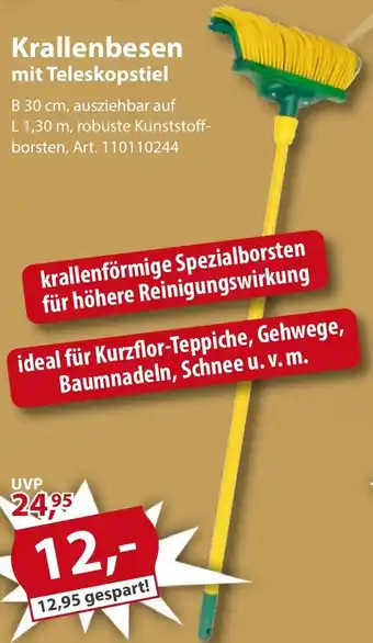 Sonderpreis Baumarkt Krallenbesen mit Teleskopstiel Angebot