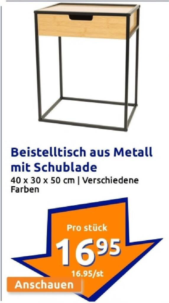 Beistelltisch aus metall mit schublade Angebot bei Action