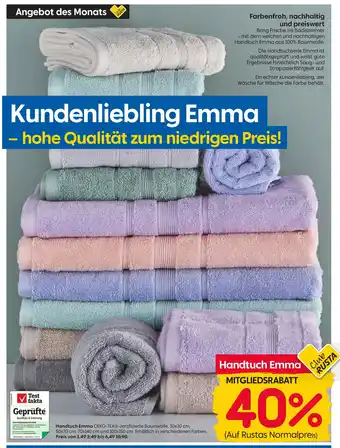 Rusta Emma mitgliedsrabatt 40% auf rustas normalpreis Angebot