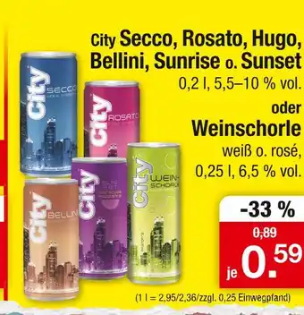 Zimmermann City secco, rosato, hugo, bellini, sunrise o. sunset oder weinschorle Angebot