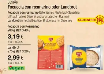 Vitalia Schär focaccia con rosmarino oder landbrot Angebot