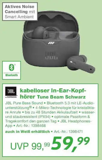 EP JBL kabelloser In-Ear-Kopfhörer Tune Beam Schwarz Angebot