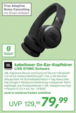 EP JBL kabelloser On-Ear-Kopfhörer LIVE 670NC Schwarz Angebot