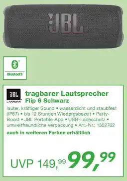 EP JBL tragbarer Lautsprecher Flip 6 Schwarz Angebot