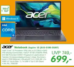 EP acer Notebook Aspire 15 (A15-51M-55AY) Angebot