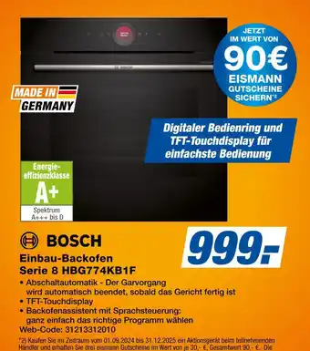 Expert Bosch einbau-backofen serie 8 hbg774kb1f Angebot