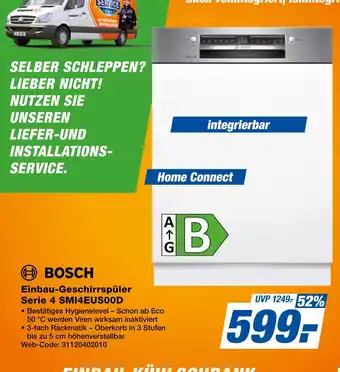 Expert Bosch einbau-geschirrspüler serie 4 smi4eus00d Angebot