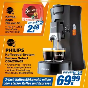 Expert Philips kaffeepad-system senseo select csa230/69 Angebot