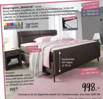 Zurbrüggen Federkern boxspringbett „manacor“ oder nachtkommode Angebot