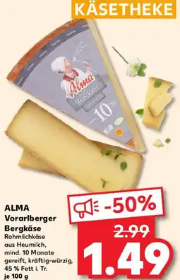 Kaufland ALMA Vorarlberger Bergkäse Angebot