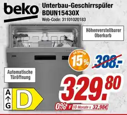 Expert Beko unterbau-geschirrspüler bdun15430x Angebot