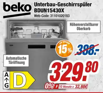 Expert Beko unterbau-geschirrspüler bdun15430x Angebot