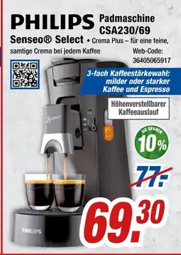 Expert Philips padmaschine csa230/69 senseo select Angebot