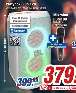 Expert Jbl partybox club 120 oder mikrofon pbm100 Angebot