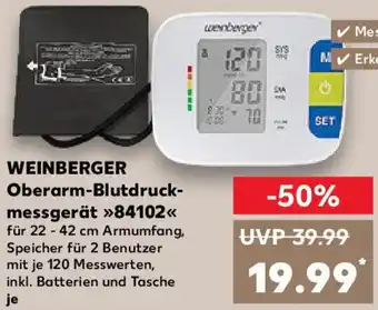 Kaufland WEINBERGER Oberarm-Blutdruckmessgerät 84102 Angebot