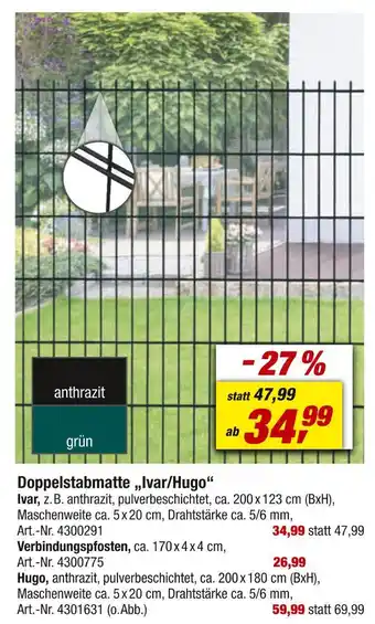 toom Baumarkt Doppelstabmatte ivar/hugo Angebot