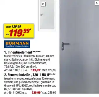 toom Baumarkt Hörmann innentürelement oder feuerschutztür „t30-1 h8-5“ Angebot