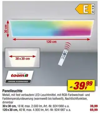 toom Baumarkt Toom panelleuchte Angebot