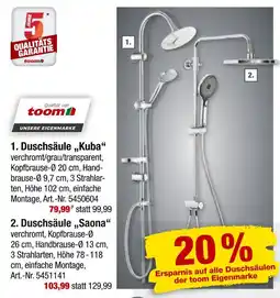 toom Baumarkt Toom duschsäule „kuba“ oder duschsäule saona Angebot