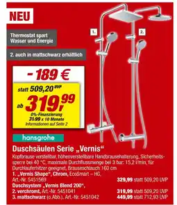 toom Baumarkt Hansgrohe duschsäulen serie vernis Angebot