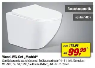 toom Baumarkt Madrid wand-wc-set „madrid“ Angebot